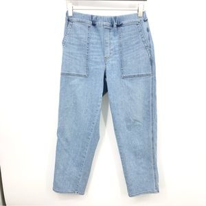 Madewell Women Size Medium Jeans Pull On Light Wash Denim Pants Relaxed Straight